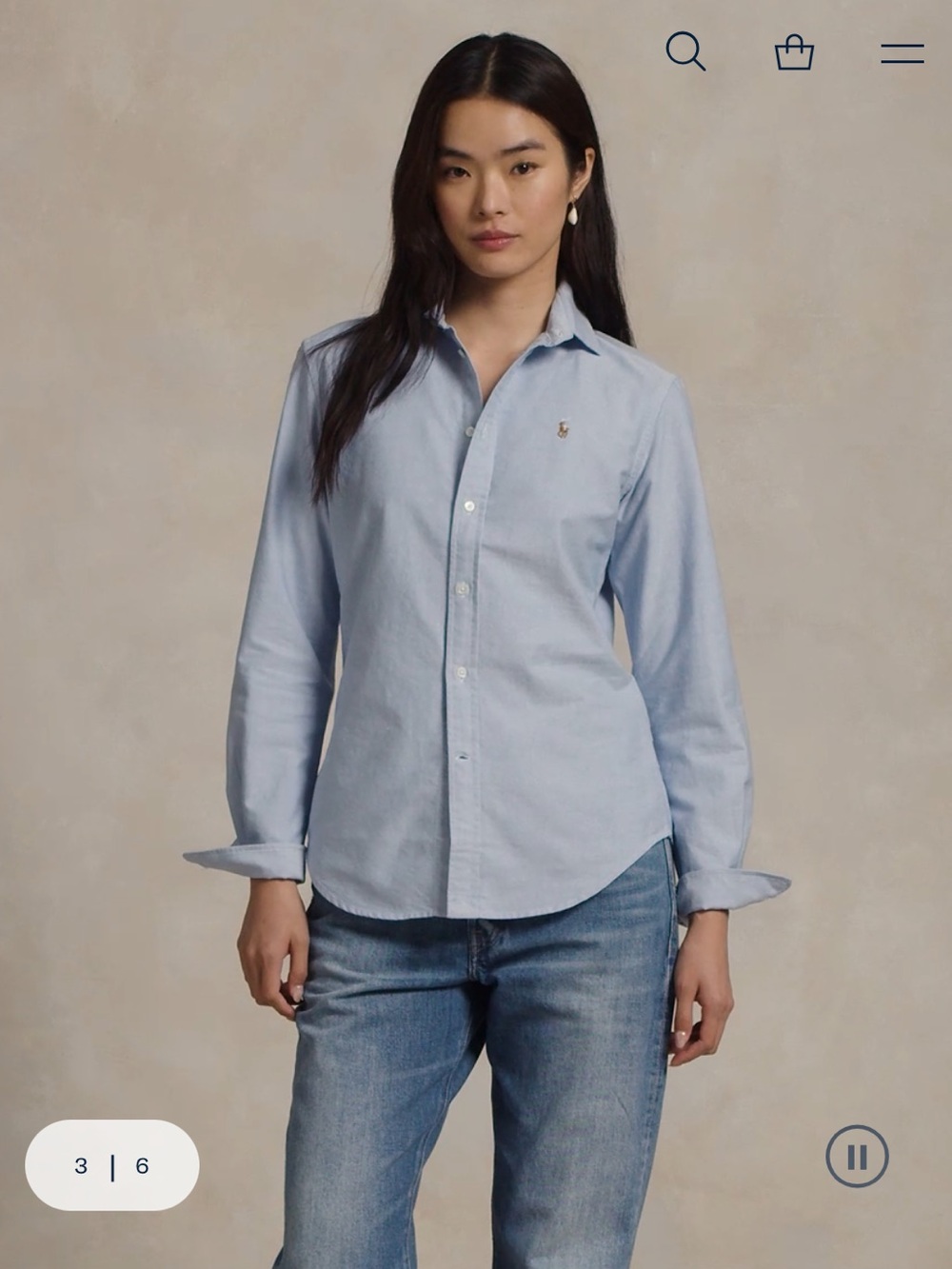 Ralph Lauren Blue Slim Fit Oxford Shirt - Picture 3 of 12